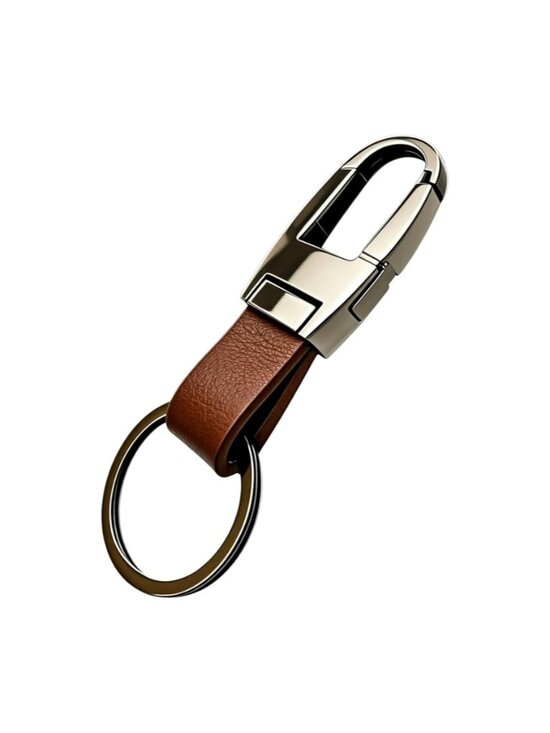 Other - Men Leather Car Keychain Strap with Premium Sturdy Metal Key Ring, Brown